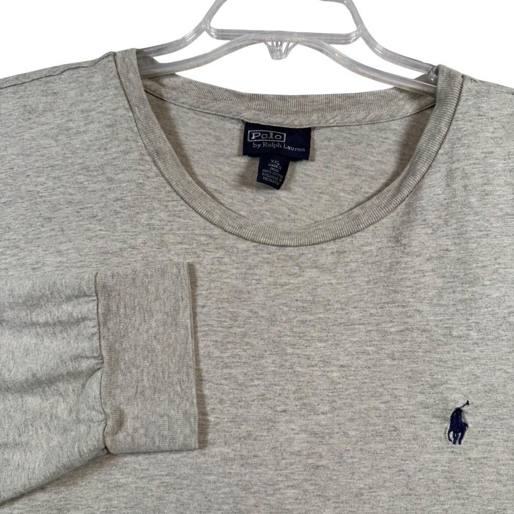 Polo Ralph Lauren T-Shirt Men XXL Grey Long Sleeve Embroidered Pony Cotton